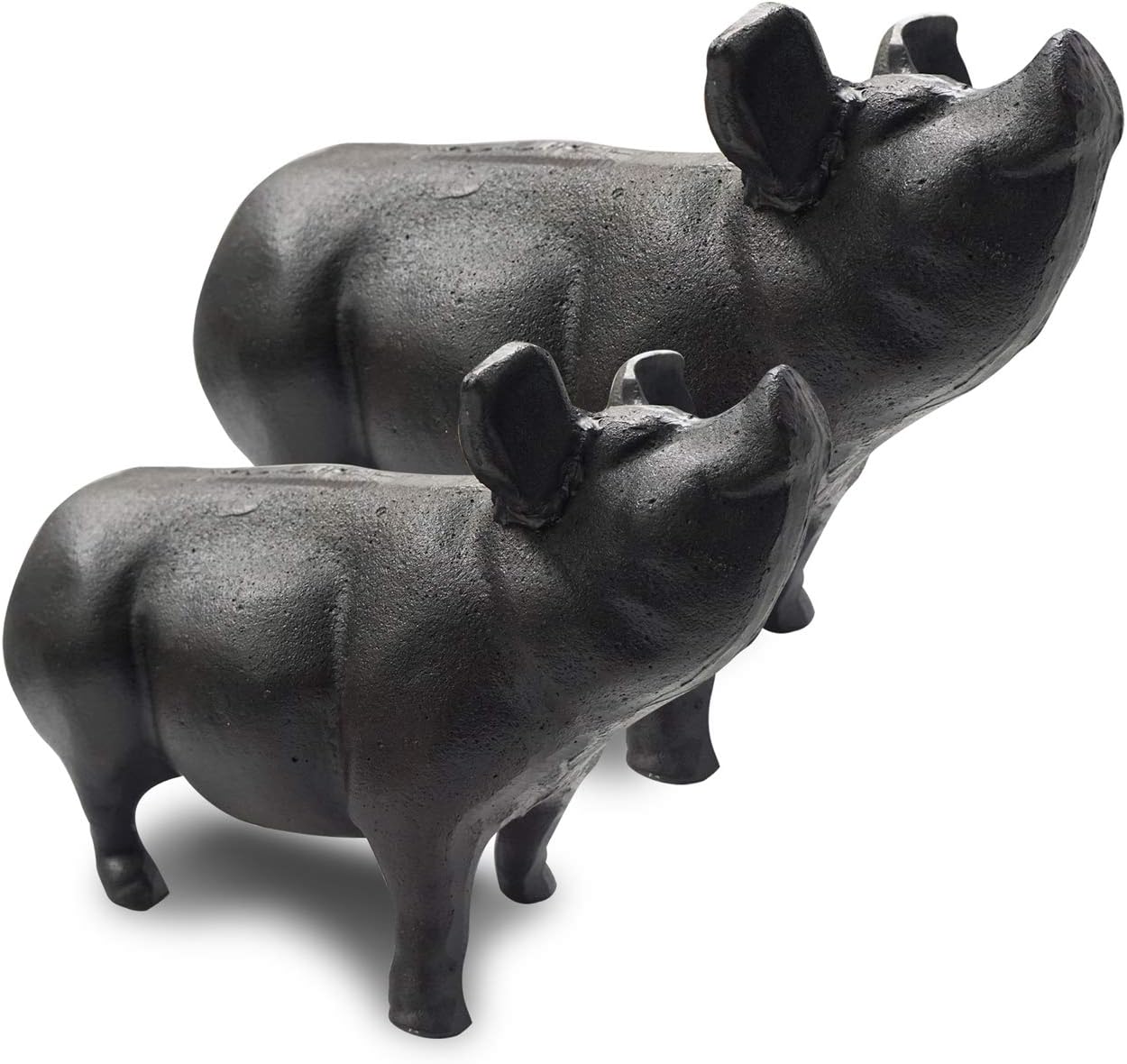 NACH Cast Iron Pig Door Stop/Decorative Statues, Black Pig Gum Stopper, Rustic - 12.6x4.9x7.9 inches, JS-90-7132