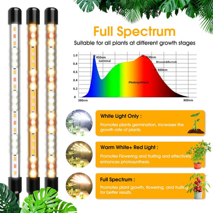 Wolezek Grow Lights for Indoor Plants, 2 Pack Full Spectrum Plant Light with Adjustable Stand, 5-Head LED Grow Light with Auto 6/12/16H Timer, 5 Brightness Levels, Ideal for Large & Tall Plants