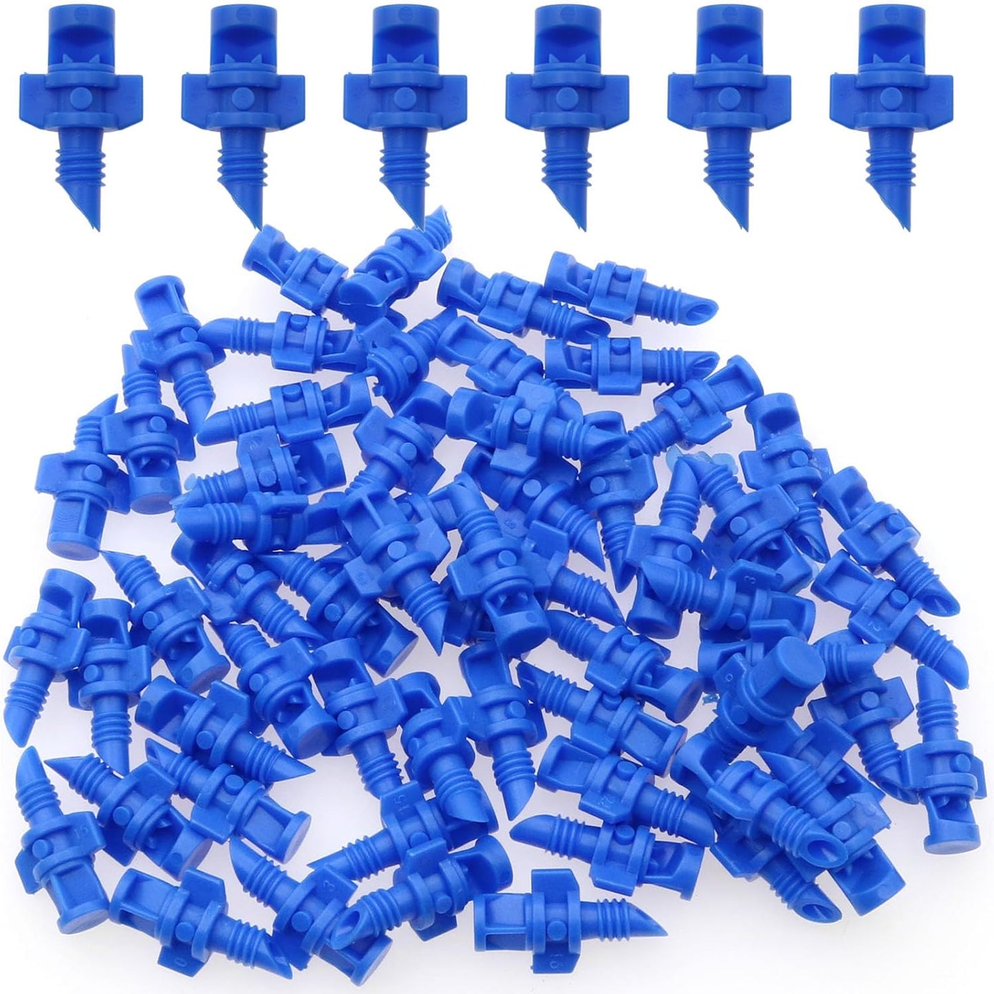 100PCS Drip Irrigation Emitters Micro Sprinkler Heads Micro Garden Lawn Water Spray Misting Nozzle Sprinkler Irrigation for Plant Irrigation Systems (Blue 90°)