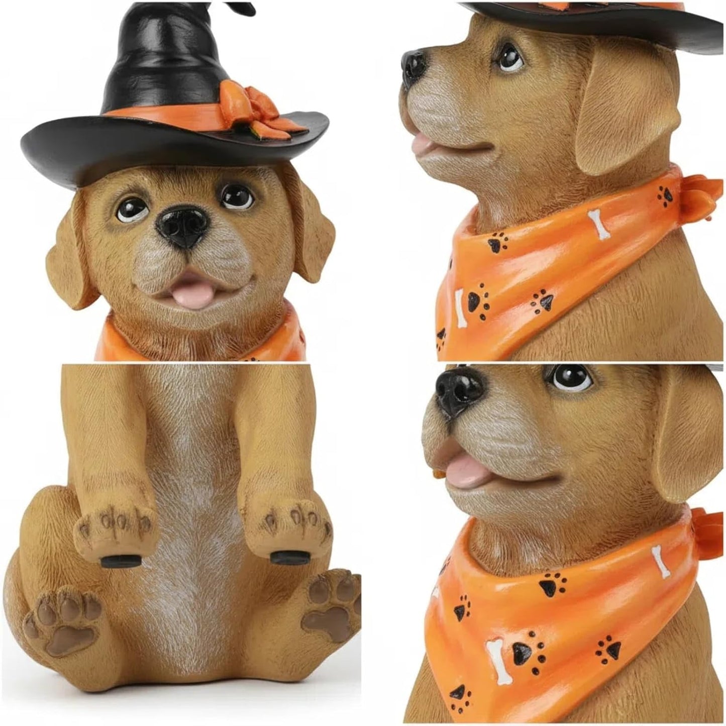 Halloween Decorations Indoor Dog Statue - Halloween Decor Figurine for Outdoor Indoor Mysterious Gothic Tabletop Puppy Sculpture Witch hat, Spooky Gifts Ghost Garden Decorations Rottweiler 5x7x13INCH