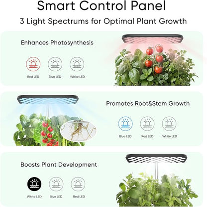 Sonicgrace Indoor Hydroponic Growing System with LED Grow Light, Quiet Smart Water Pump, 5 Pods, Automatic Timer, Perfect for Herbs, Vegetables and Fruits, Ideal Home Office Gardening Gift