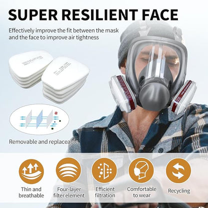 Reusable Respirator Mask - Respirator Mask with Filters, Dust Mask for Spray Paint Chemicals Epoxy Resin