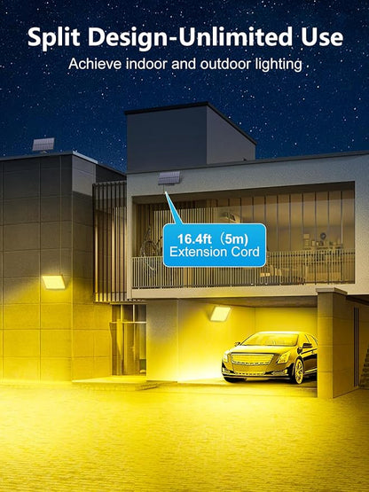 400LED Solar Lights Outdoor,IP67 Waterproof Solar Flood Lights,3 Modes & Remote Control Motion Sensor Outdoor Light for Garden, Garage, Patio, Pathway (Warm Yellow 1 Pack)