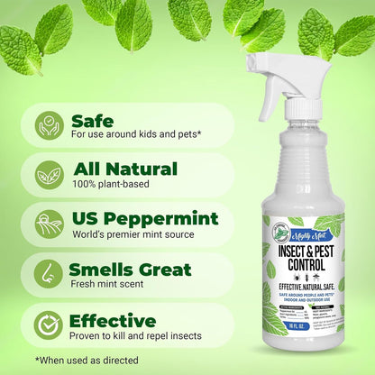 Mighty Mint Peppermint Oil Insect Repellent Spray – Natural Indoor & Outdoor Bug Control for Spiders, Ants, Roaches, and More – Plant-Based, Extra-Strong Formula - 16 oz (Pack of 2)