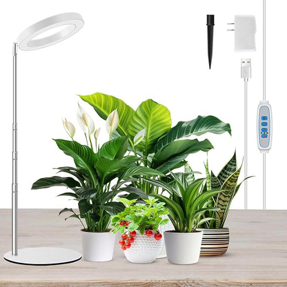 Grow Lights for Indoor Plants Full Spectrum, 80 LEDs Plant Light for Indoor Growing with 2 Mounting Options, 6/12/16H Timer, 3 Spectrum Modes, 9.8"-37.4" Height Adjustable Desk Grow Lamp