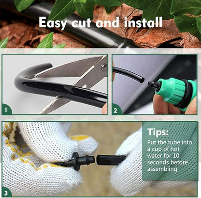 Bonviee 400ft 1/4 inch Drip Irrigation Tubing, Drip Irrigation Hose, Garden Watering Tube Line for Garden Watering System