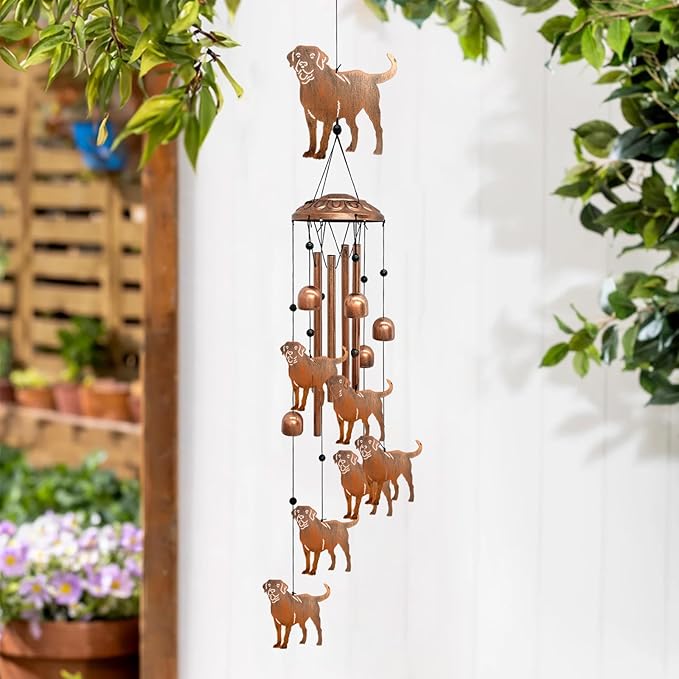 Labrador Wind Chimes for Outside, Metal Windchimes Outdoors Birthday Gifts for Women Memorial Sympathy Wind Chimes for Patio Garden Yard