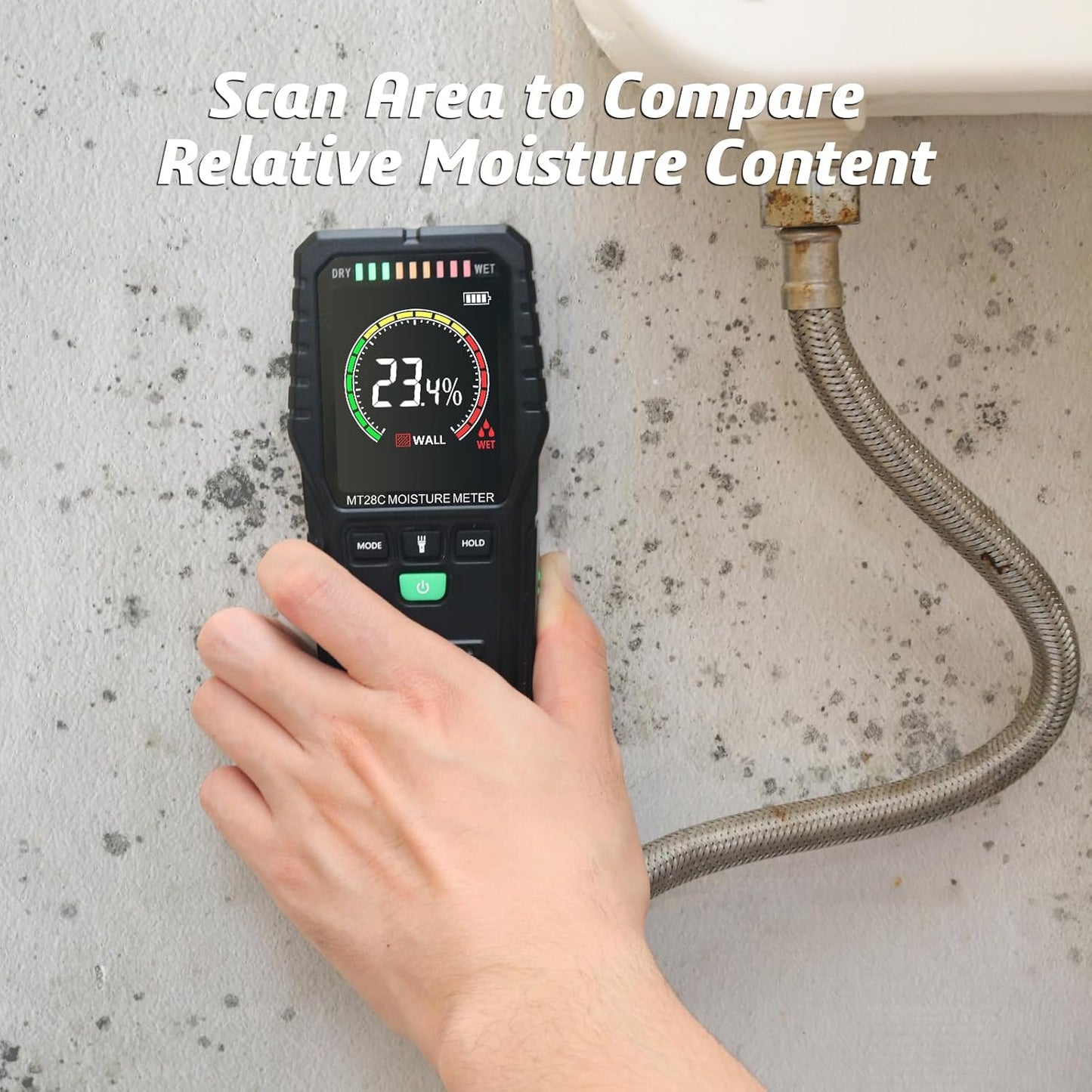 Pinless Moisture Meters Non-Invasive Digital Wood Moisture Tester Water Leak Detector for Wall,Lumber, building,Firewood,Humidity Tester (Black_Case)