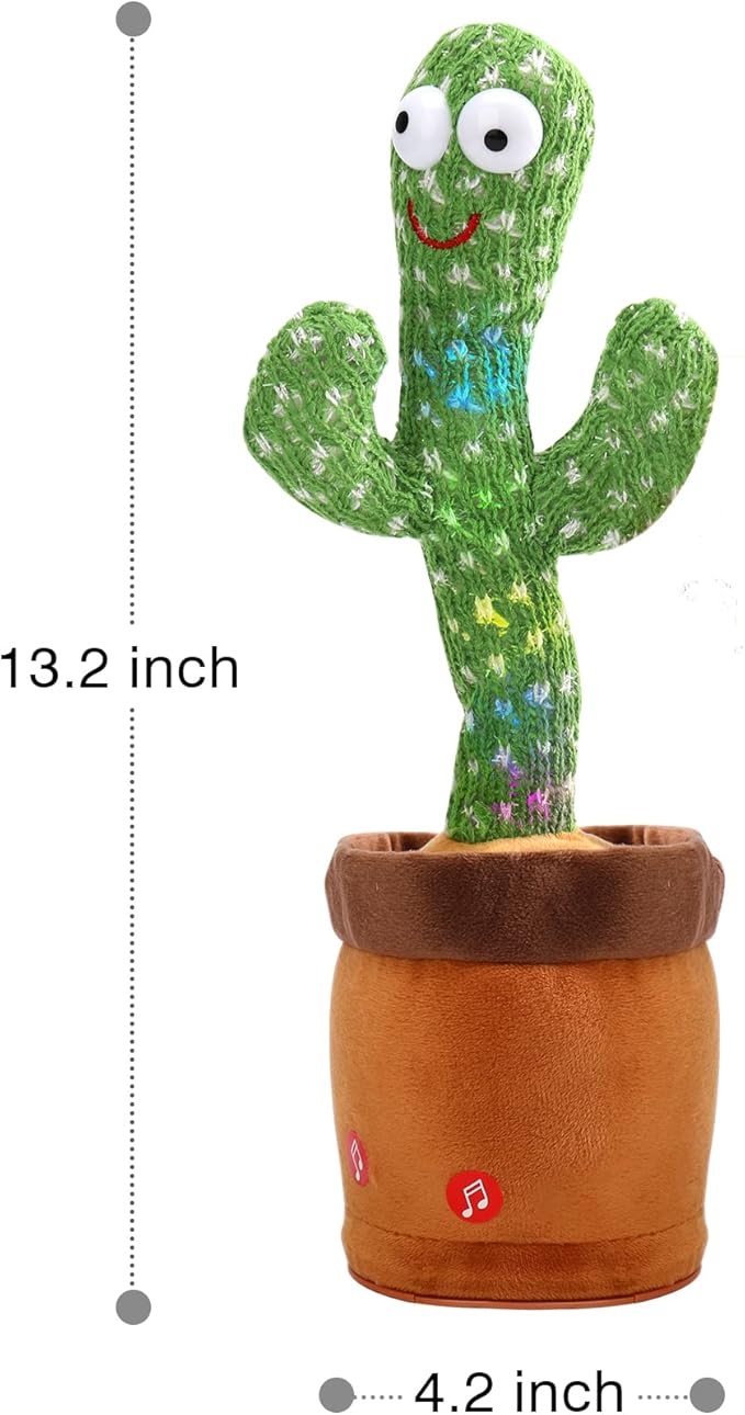 Dancing Talking Cactus Baby Toys 6-12 Months, Singing Cactus Baby Toy Mimicking Toy, Repeats What You Say, Interactive Light Up Toddler Infant Toys Gifts, Sing+Dancing+15S Recording+LED