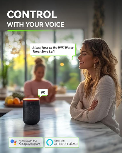 RAINPOINT WiFi Water Timer for Garden Hose, Brass Inlet 2 Zone WiFi Sprinkler Controller, Smart Hose Timer Valve with Ethernet Gateway, Rain Delay for Garden/Lawn (Support WiFi & Ethernet Connection)