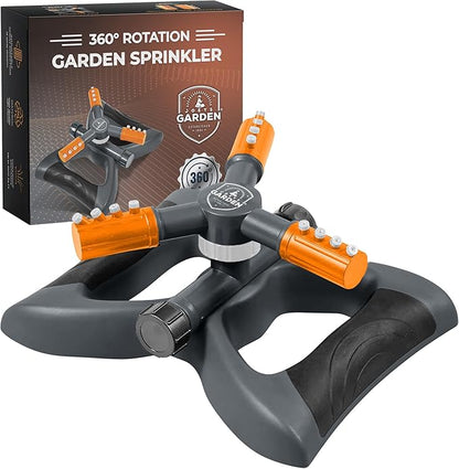 Joeys Sprinkler for Yard, Rotating Garden Sprinkler for Large Area Coverage, Lawn and Yard Sprinklers (Orange)