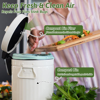 24 Pack Compost Bin Filter, 6.7 Inch Charcoal Filters for Kitchen Compost Bin, Compost Filters for Home Countertop Bin, Replacement Charcoal Filters for Compost Bucket Refill Sets, Round