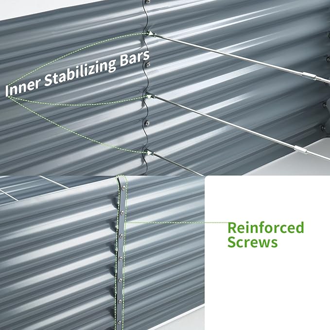 Land Guard 8×4×2ft Galvanized Raised Garden Bed, Planter Boxes Outdoor, Raised Garden Beds Outdoor for Vegetables, Flowers, Herbs, 479 Gallons, Modern Gray… B0CWTYXT24