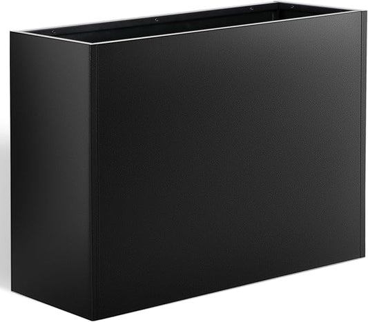 Metal Planter Box 36” x 12” x 26”, Heavy Duty Tall Black Planter with Removable Insert Shelf for Porch, Garden, Patio, Yard