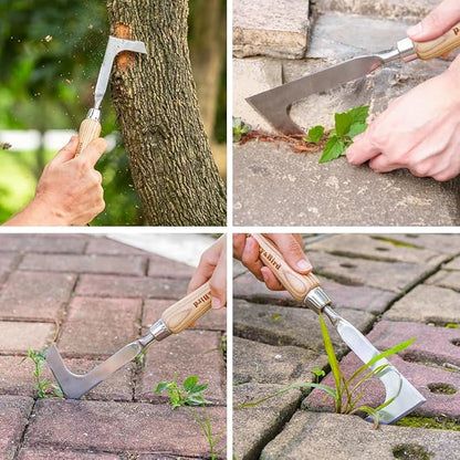 Berry&Bird Crack Weeder, Crevice Weeding Tool, 11.2" Stainless Steel Manual Weeder, L-Shaped Side-Walk Puller Spatula, Grass Cutter Knife, Weeding Sickle for Garden Lawn Yard Patio Terrace Paving Moss