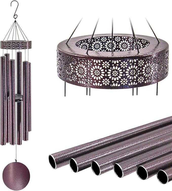 ASTARIN 48'' Wind Chimes for Outside Deep Tone - Large Windchimes with 6 Heavy Tubes, Memorial Wind Chimes Outdoor for Garden Hanging Décor,Sympathy Gifts，Bronze