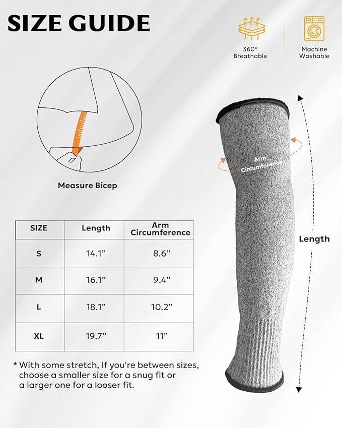 Evridwear Protective Arm Sleeves Cut Resistant Farmers Sleeves for Men Work, Gardening, Farming, Arm Protectors for Thin Skin and Bruising (Medium, Black No Thumb Hole)