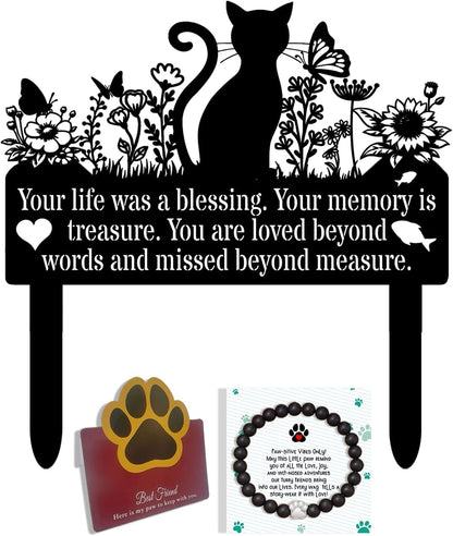 Grave Markers Cat, Metal Cats Metal Memorial Garden Stake, Pets Waterproof Grave Stakes Plaque, Pet Headstone Garden Memorial Graves, Metal Cat Garden Decor 12"