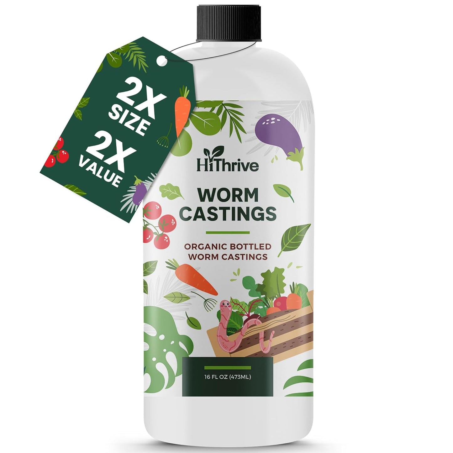 16oz Worm Castings for Plants - Makes 32 Gallons of Earthworm Castings Compost Tea, Liquid Worm Casting – Nutrient-Rich Organic Compost Worms for Healthier Soil & Vibrant Plant Growth