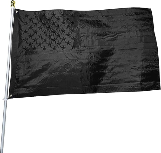 Black American Flag 4x6 ft: Heavy Duty US Flag Made from Nylon - Embroidered Stars - Sewn Stripes - UV Protection Perfect for Outdoors! (Not Include Pole)