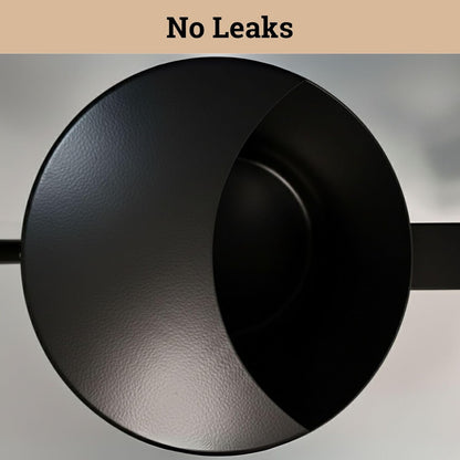 35 Ounce Metal Small Indoor Watering Can with Long Spout & Real Wood Handle for House Plants, Succulents, Cacti & Seedlings - Black Long Spout Watering Can Indoor Plants - Gentle Flow & No Spills