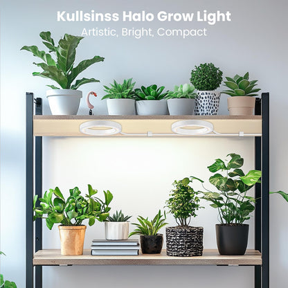 6" Ceiling Grow Lights for Indoor Plants, 168 LEDs Full Spectrum Grow Light, Halo Under Cabinet Plant Growing Lamp with 6/12/16H Auto Timer, 3 Spectrum Modes, 5 Brightness Levels (2-Head)