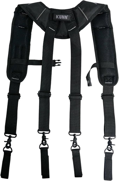 KUNN Tool Belt Suspenders Padded Carpenter Construction Electrician Work Suspender with Attachment Loops for Men,Black