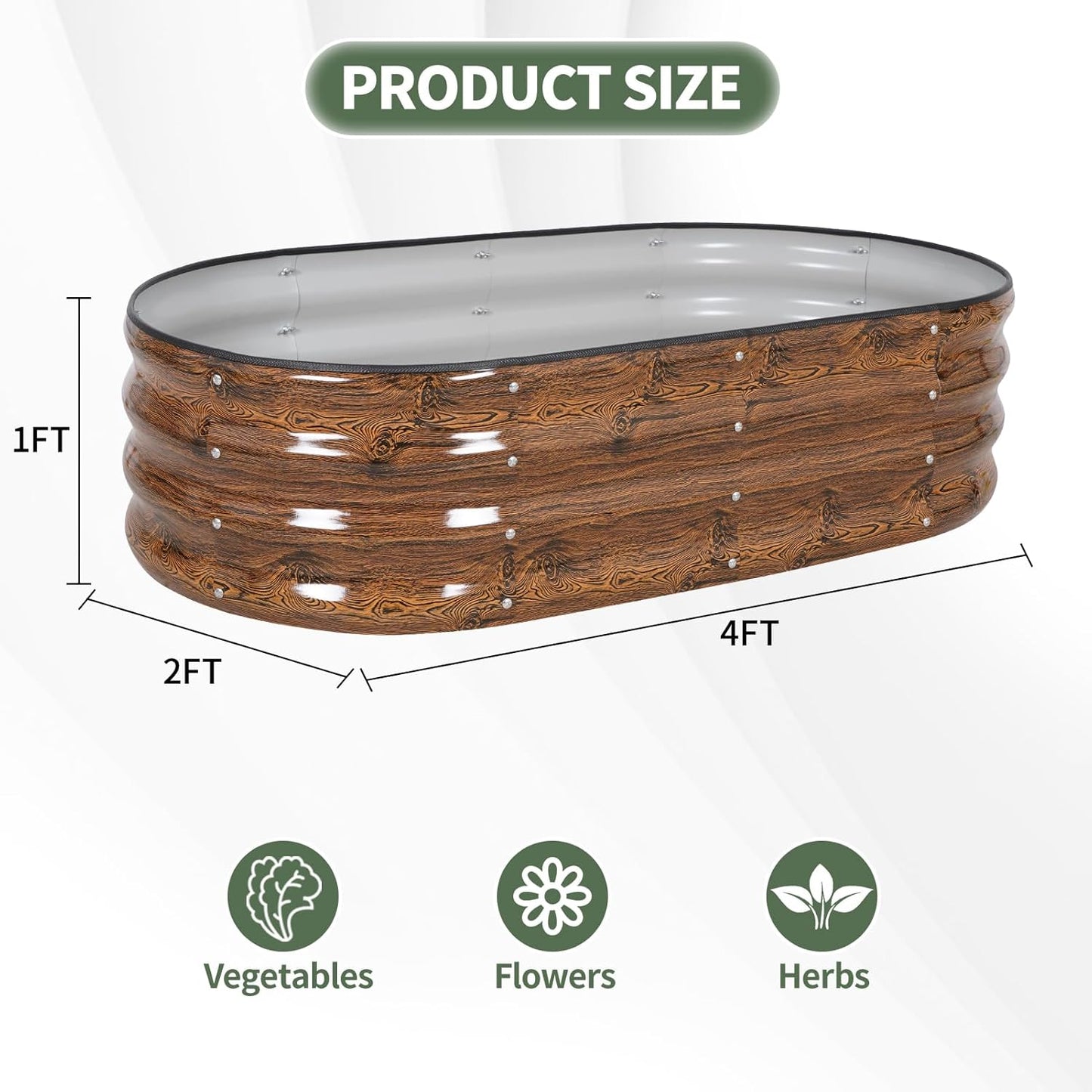 1MORE Galvanized Raised Garden Bed- Planter Garden Boxes Outdoor, Raised Beds for Gardening, 4x2x1ft Metal Garden Bed Kit for Vegetables Flower, Planter Raised Beds with Tools.Grain-2pack