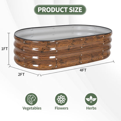 1MORE Galvanized Raised Garden Bed- Planter Garden Boxes Outdoor, Raised Beds for Gardening, 4x2x1ft Metal Garden Bed Kit for Vegetables Flower, Planter Raised Beds with Tools.Grain-2pack