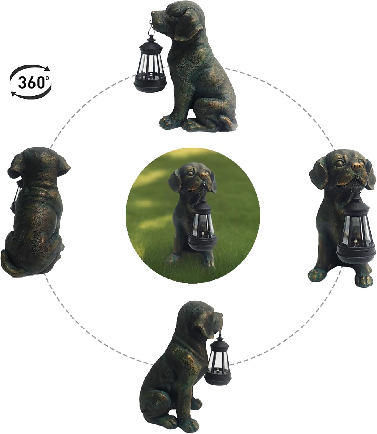 Solar Resin Dog Statue - Garden Art Figurine Dog for Yard Patio Lawn Balcony Decor, Home Houses Holiday Lighting, Outdoor Decoration, Unique Birthdays Ideal Gifts for Mom Grandma Women Wife Sister