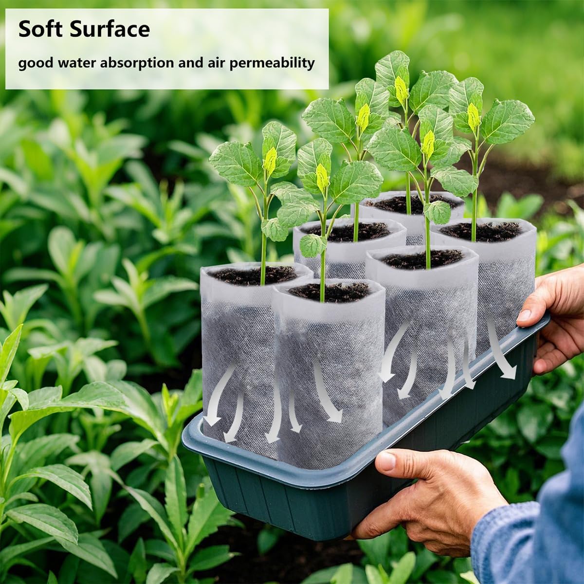 Belit 100 Pcs 10.2" H Deep Nursery Grow Bags, Non-Woven Plants Pots Container for Starting Rooted Plants Vegetable, Flower, Seedling Tree