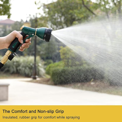 FANHAO Garden Hose Nozzle Sprayer Heavy Duty, 100% Metal Spray Nozzle High Pressure Water Hose Nozzle with 7 Patterns for Watering Garden, Washing Cars and Showering Pets