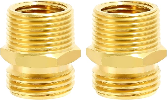 TAROSE 2 Pack Brass Garden Hose Adapter, Male to Male Hose Connector Adapter, GHT to NPT Adapter Hose Fitting,Brass Garden Hose to Pipe Fittings Connect