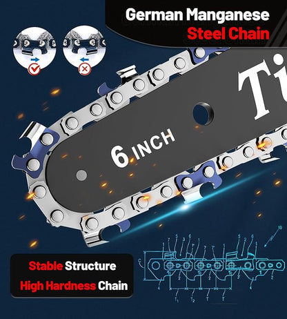 Tietoc Mini Chainsaw 6 Inch Cordless, Portable Electric Chain Saw Small Handheld Battery Powered Super Saws, Gifts for Men Women, Birthday Gift for Dad Fathers Husband Him Her Mom Mothers Grandparent