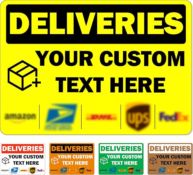 Custom Metal Delivery Sign for Packages, Waterproof Personalized Leave Packages Sign for Home, Leave Your Delivery Instruction on Signage (Warning style, 10"x7")