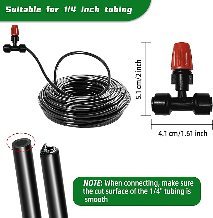 40PCS Push-to-Fit Drip Irrigation Micro Spray Emitters for 1/4 inch Irrigation Tubing, Three-Way Adjustable Atomizing Nozzle, Irrigation Dripper Sprinklers for Garden Greenhouse Agricultural