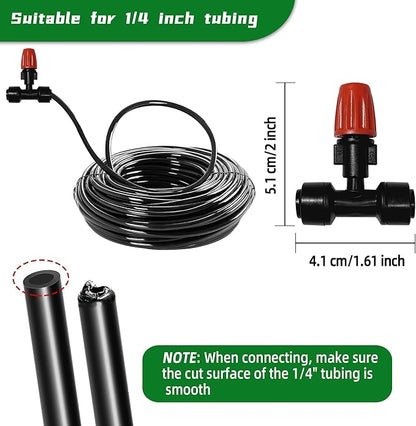 20PCS Push-to-Fit Drip Irrigation Micro Spray Emitters for 1/4 inch Irrigation Tubing, Three-Way Adjustable Atomizing Nozzle, Irrigation Dripper Sprinklers for Garden Greenhouse Agricultural