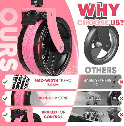 Sekey 220L Collapsible Foldable Wagon with 330lbs Weight Capacity, Heavy Duty Folding Utility Garden Cart with Big All-Terrain Beach Wheels & Drink Holders.Pink