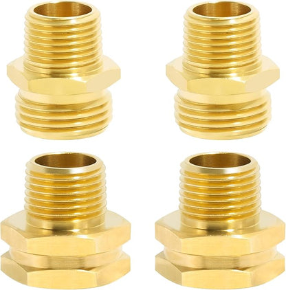 TAROSE 4 Pack Brass Garden Hose Adapter, Male to Male Hose Adapter Connector, GHT to NPT Adapter Hose Fitting,Brass Garden Hose to Pipe Fittings Connect