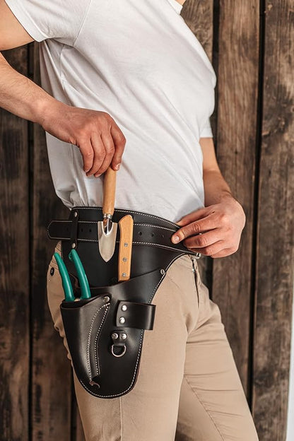 Garden Florist Tool Belt for Men | Leather Tool Belt for Women | Handmade Belt for Gardener, Electrician, and Carpenter | Leather Florist Belt (Brown CrazyHorse) (Dark brown Full grain, one size)