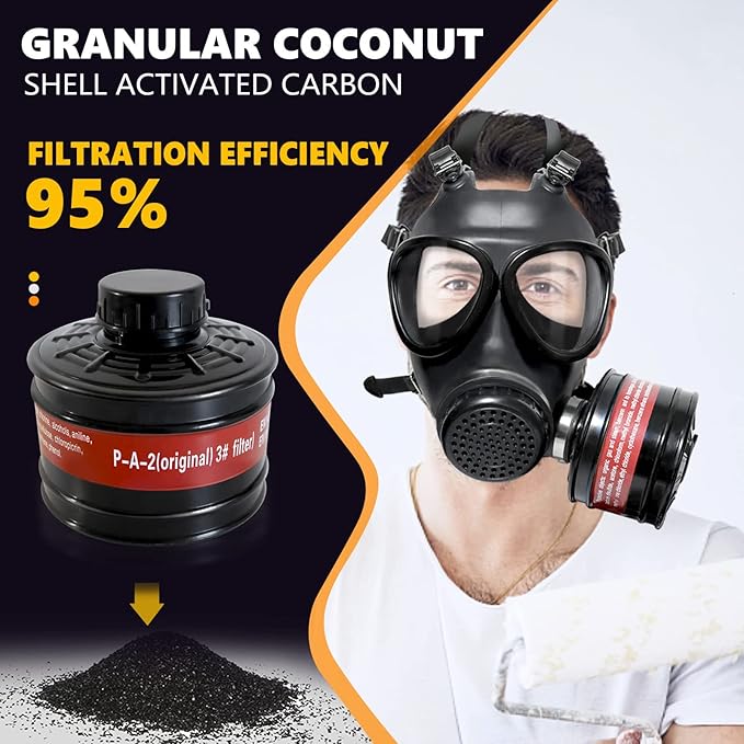 Full Face Respirator Mask - Gas Masks Survival Nuclear and Chemical for Asbestos, Fume, Resin, Dust and Chemical