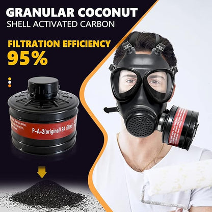 Full Face Respirator Mask - Gas Masks Survival Nuclear and Chemical for Asbestos, Fume, Resin, Dust and Chemical