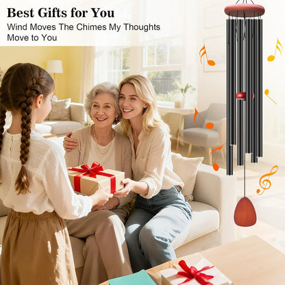 Large Wind Chimes for Outside Deep Tone, Soothing Melodic Memorial Sympathy Wind Chime, Suitable Outdoor Garden Decor, Gift for Mom Women Neighbors (Black Wind Chime -46 in)