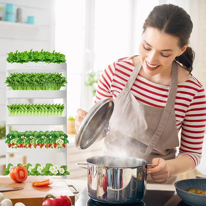 80Pods Hydroponics Growing System Kit,5-Layer Large Capacity Hydroponic Tower with LED Grow Light,Indoor Gardening System with Remote Control（Not Include Battery） for Plants Vegetables Herbs