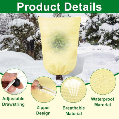 2 Packs Plant Covers for Winter 120x180cm, Shrub Covers for Winter, Plant Cover Freeze Protection, Cold Frost Protection Cover with Zipper Drawstring(80gsm)