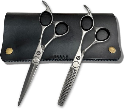 Saki Shears Tanto - Professional 6.5" Hair Cutting Scissors Set Includes Thinning Shears and Leather Case