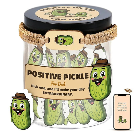 60 Positive Pickle Cards Jar, Affirmation Cards For Dad, Father's Day Gifts For Dad, Birthday Gifts For Dad From Daughter, Son - New Dad Gift, Bonus Dad Difts, Funny Dad Difts (For Dad)