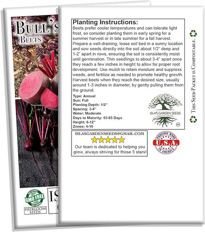 Bull's Blood Beet Seeds for Planting, 100+ Heirloom Seeds Per Packet, (Isla's Garden Seeds), Non GMO Seeds, Botanical Name: Beta vulgaris, Great Home Garden Gift