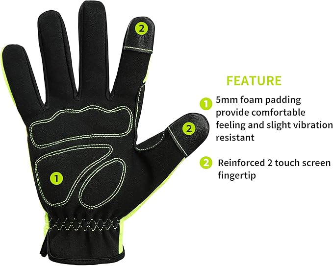 High Performance Work Gloves For Men(3 Pairs Pack),Hi-Vis Yellow Color,High Dexterity Touch Screen For Multipurpose,Excellent Grip (Extra Large)