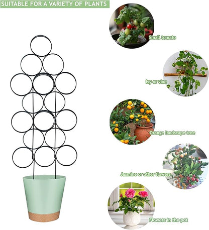 Trellis for Climbing Plants Indoor 15.7 Inch, Stackable Garden Trellis for Potted Plant Support, 3 Pack Small Houseplant Metal Wire Trellis for Vines Pothos Rose Monstera Accessories (Black)
